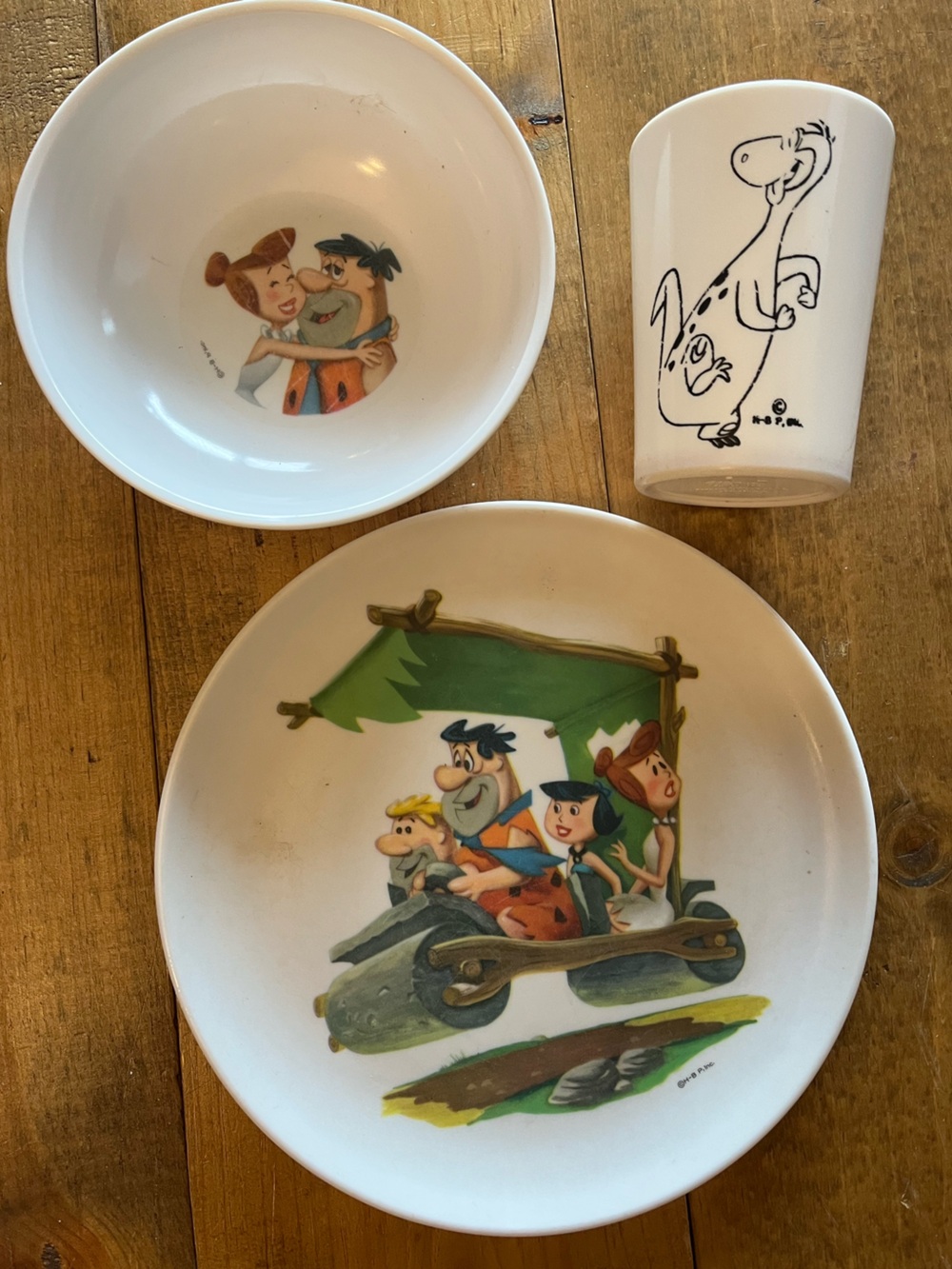 1960’s vintage Flintstones Ceramic Bowl, cup and Plate Set